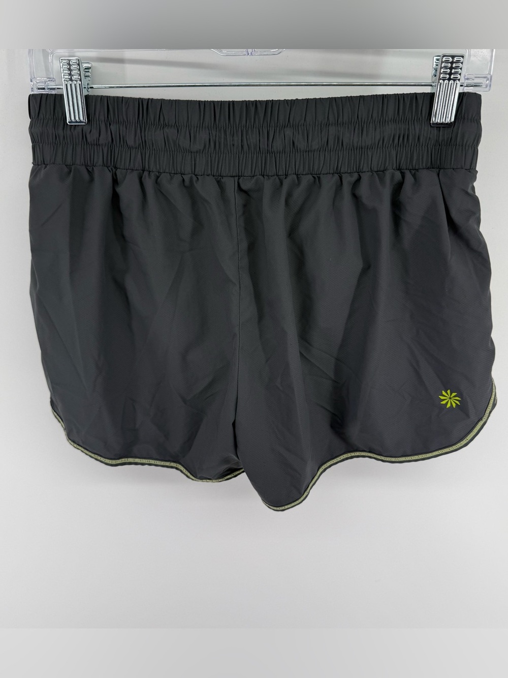 Athleta Kick Asphalt Tia Running Shorts Grey Neon Green Paisley Lined Sz S - Picture 3 of 6